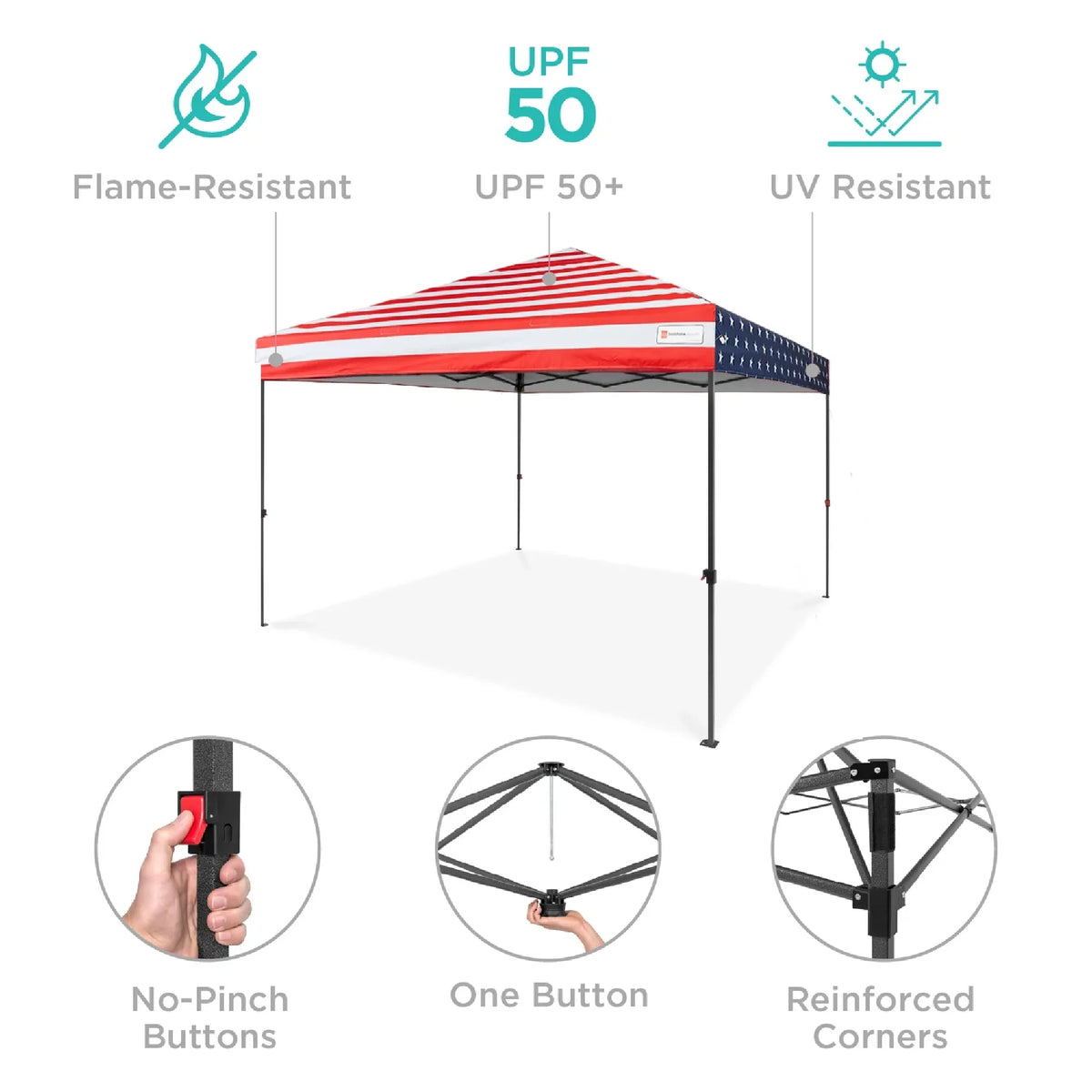 Best Choice Products 12x12ft Easy Setup Pop Up Canopy w/ 1-Button Setup, Wheeled Case, 4 Weight Bags - Navy Blue