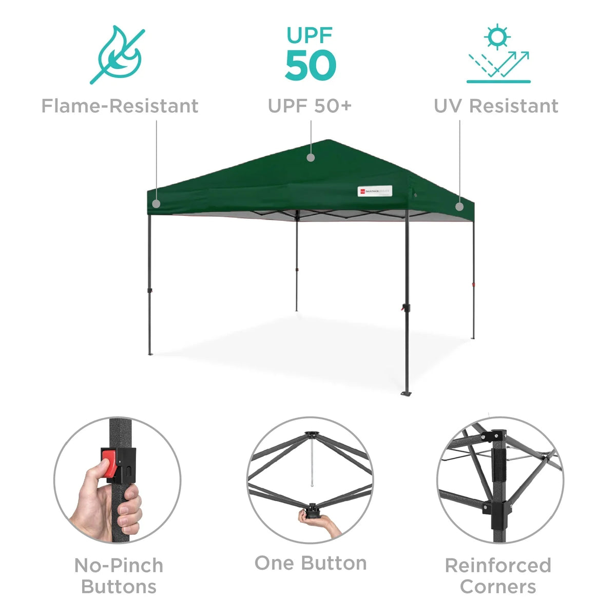 Best Choice Products 12x12ft Easy Setup Pop Up Canopy w/ 1-Button Setup, Wheeled Case, 4 Weight Bags - Navy Blue