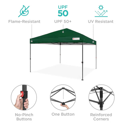 Best Choice Products 12x12ft Easy Setup Pop Up Canopy w/ 1-Button Setup, Wheeled Case, 4 Weight Bags - Navy Blue