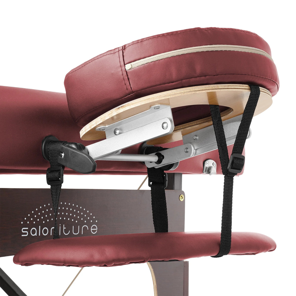 Saloniture Professional Portable Lightweight Bi-Fold Memory Foam Massage Table with Reiki Panels  - Includes Headrest, Face Cradle, Armrests and Carrying Case - Burgundy