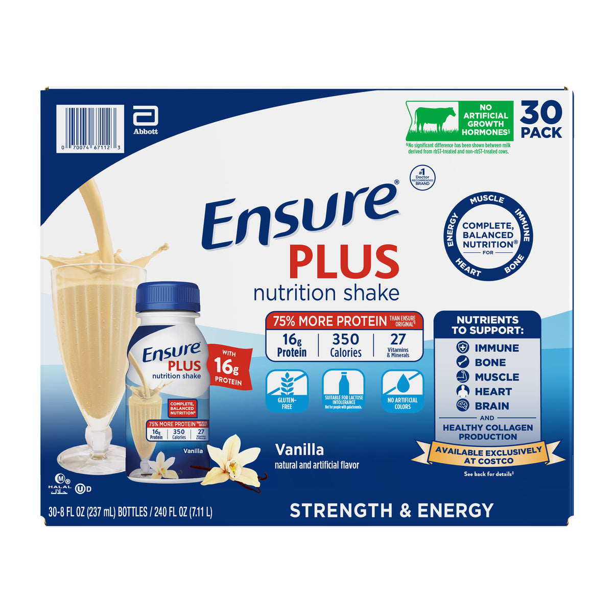 Ensure Plus Nutrition Shake, Vanilla, 8 fl. oz, 30-pack