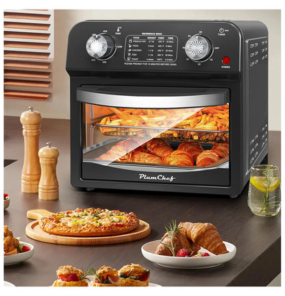 12.5 Quart 7-in-1 Convection Toaster Oven, 1500W, 5 Pre-set Menus, Roast, Bake, Grill, Broil, Toast, Dehydrate, Defrost, Stainless Steel, Black