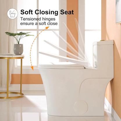 HOROW Compact One Piece Toilet with Comfort Seat ADA Height 17.3" Elongated Dual Flush 0.8/1.28 GPF