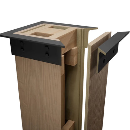Ekena Millwork 6"W x 5'H Sand Blasted Endurathane Faux Wood Non-Tapered Square Column Wrap with Faux Iron Capital & Base