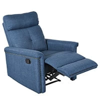Dextrus Upholstered Recliner Chair Single Sofa Adjustable Home Theater Seating w Studded, Blue A
