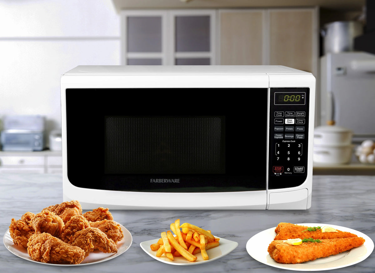 Farberware Countertop Microwave Oven with LED Lighting & Child Lock, 0.7 Cu Ft Black