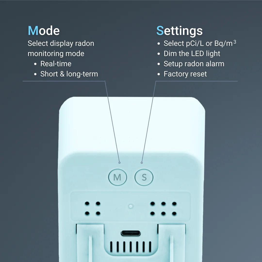 Ecosense EB100 EcoBlu, Digital Radon Detector, Fast & Accurate, Short-Term and Long-Term Monitoring, Full Size LED Screen, Easy to Use (White)