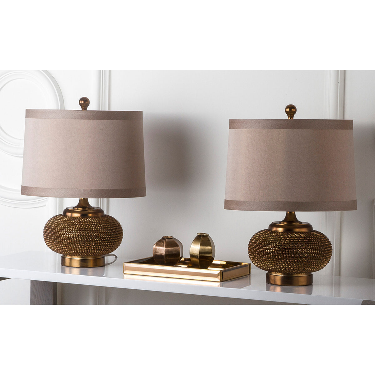 SAFAVIEH Alexis Gold Beaded Table Lamp (Set of 2)