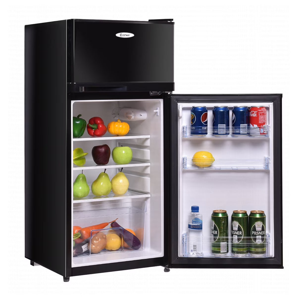 Costway 2 Doors 3.4 cu ft. Unit Compact Mini Refrigerator Freezer Cooler
