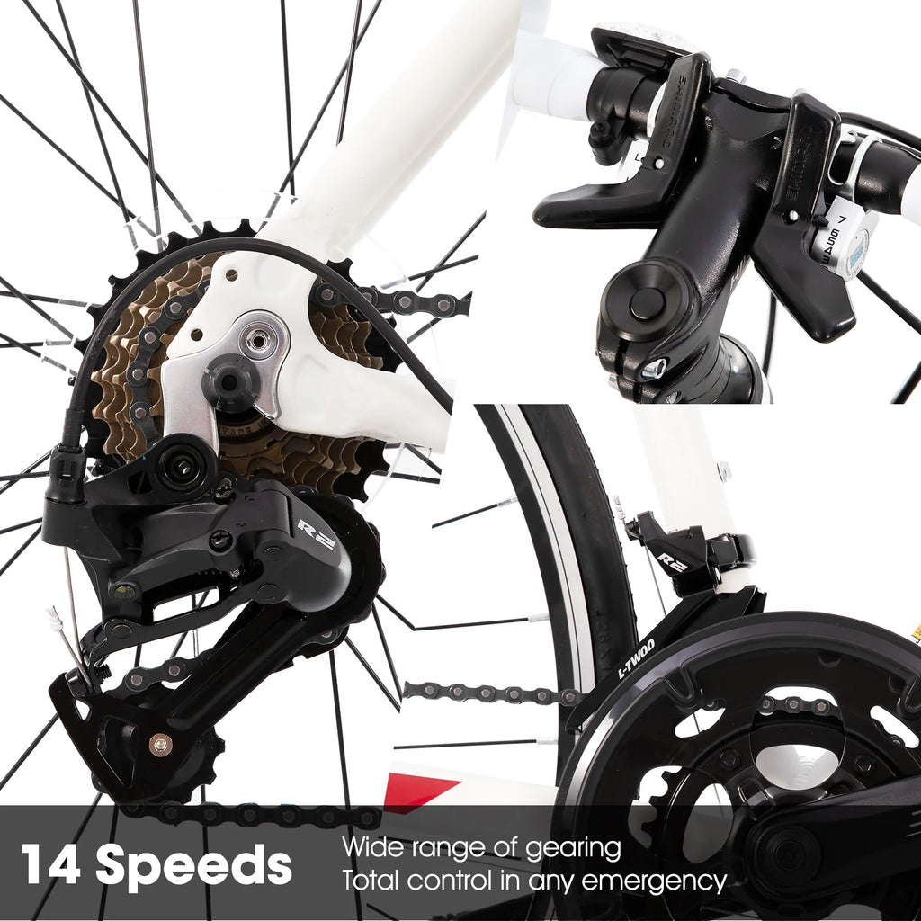 Hiland Road Bike,Shimano 14 Speeds,Light Weight Aluminum Frame,700C Racing Bike for Men