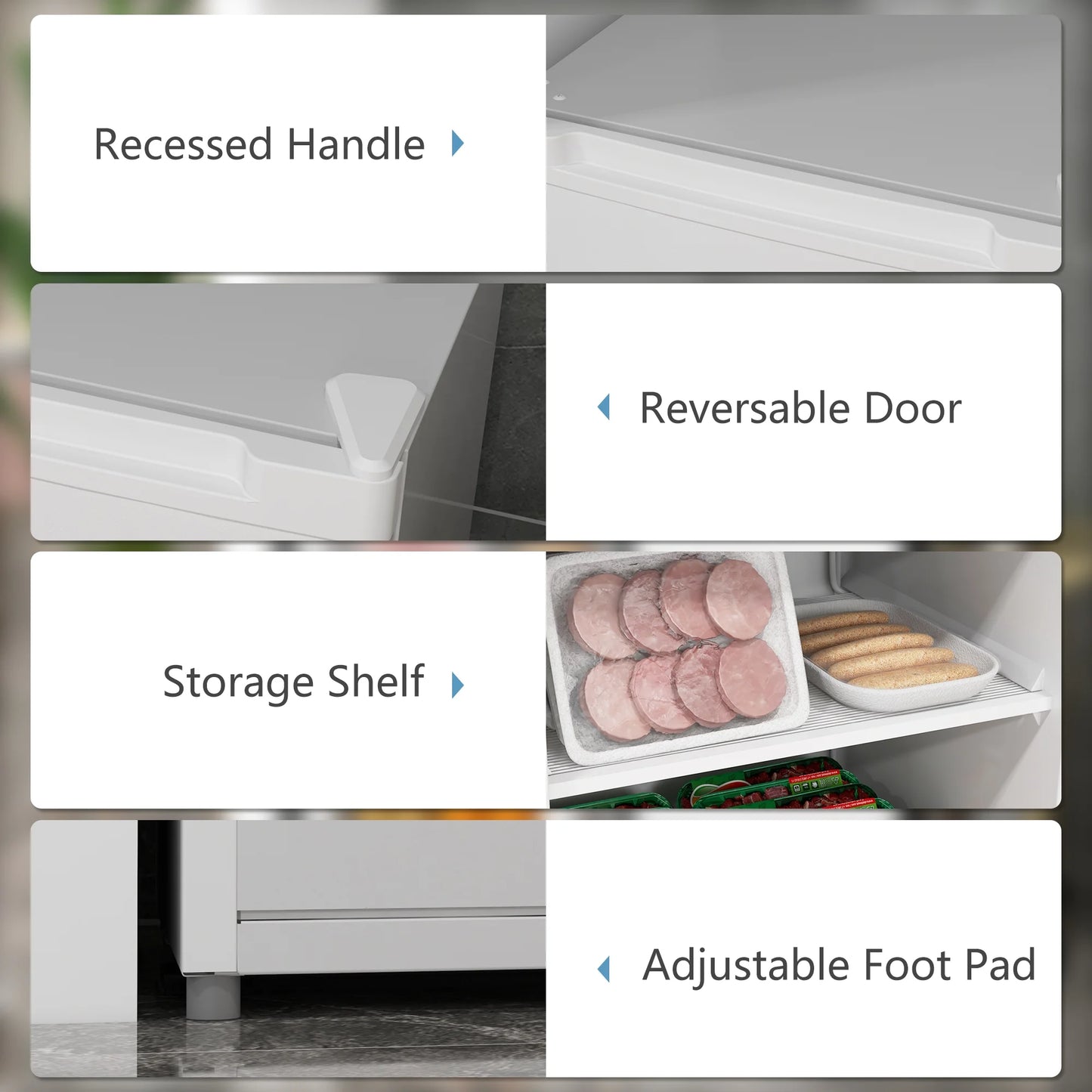 HOMCOM 3 Cu Ft Mini Freezer, Reversible Door, Under Counter Freezer, Black