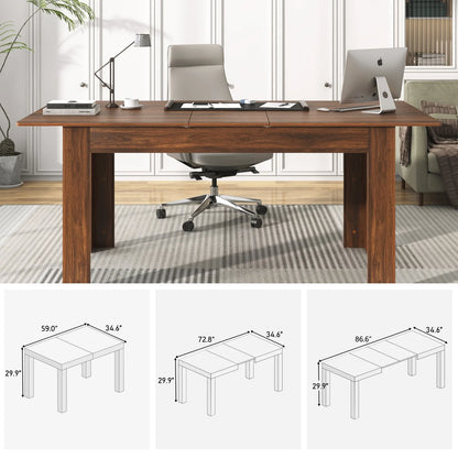 ChVans Large Mobile Extendable Dining Table for 6-8, Modern Wood Kitchen Table Rectangular Table for Dining Room, Living Room