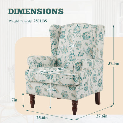 EROMMY Upholstered Accent Chair, Floral Print Fabric Armchair
