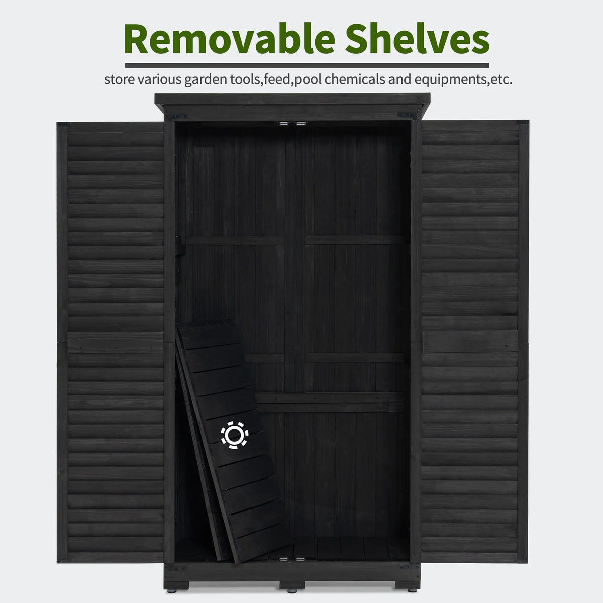 MCombo Tall Garden 1.52 x 2.85 ft. Wood Storage Shed, Brown