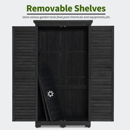 MCombo Tall Garden 1.52 x 2.85 ft. Wood Storage Shed, Brown
