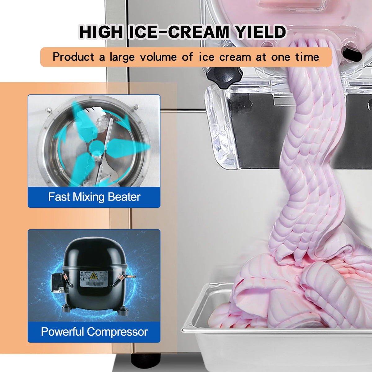 Kolice Commercial Countertop Gelato Italian Water Ice Hard Ice Cream Machine - Cylinder:4.5L