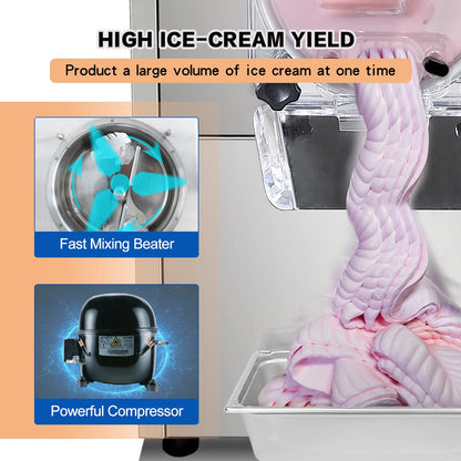 Kolice Commercial Countertop Gelato Italian Water Ice Hard Ice Cream Machine - Cylinder:4.5L