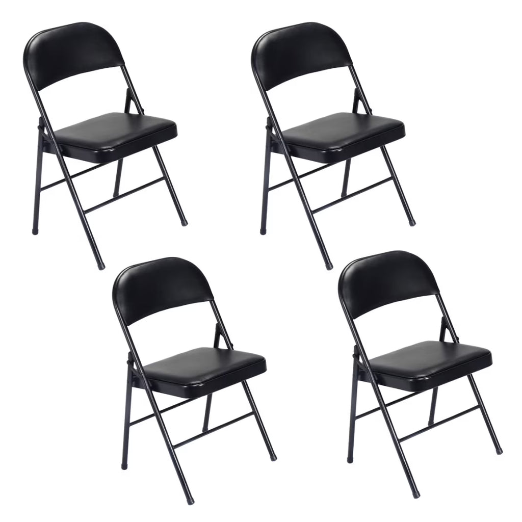 4 Pack Folding Chairs, Cushioned Padded Seat, Wedding Chairs with Metal Frame for Home, Office, Party Use, Light  Brown