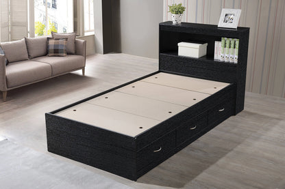 Hodedah Twin-Size Captain Bed with 3-Drawers and Headboard in White