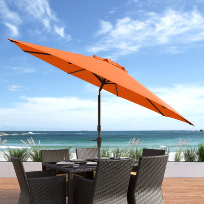 CorLiving 10 Foot Wind Resistant Patio Umbrella, Outdoor Parasol with Crank Tilt, Round Market Umbrella for Patio, Umbrella with Crank, Tilt Umbrella, Outdoor Umbrella, Turquoise