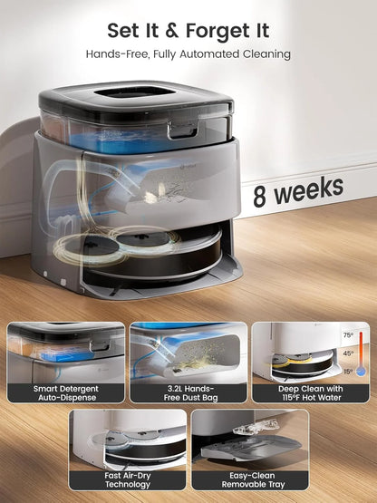 Lefant M3L Robot Vacuum and Mop, 12000Pa Suction, All-in-One Base Station, Anti-Tangle Brushes & Dual Spinning Mop, Self-Emptying & Refilling, LIDAR Navigation