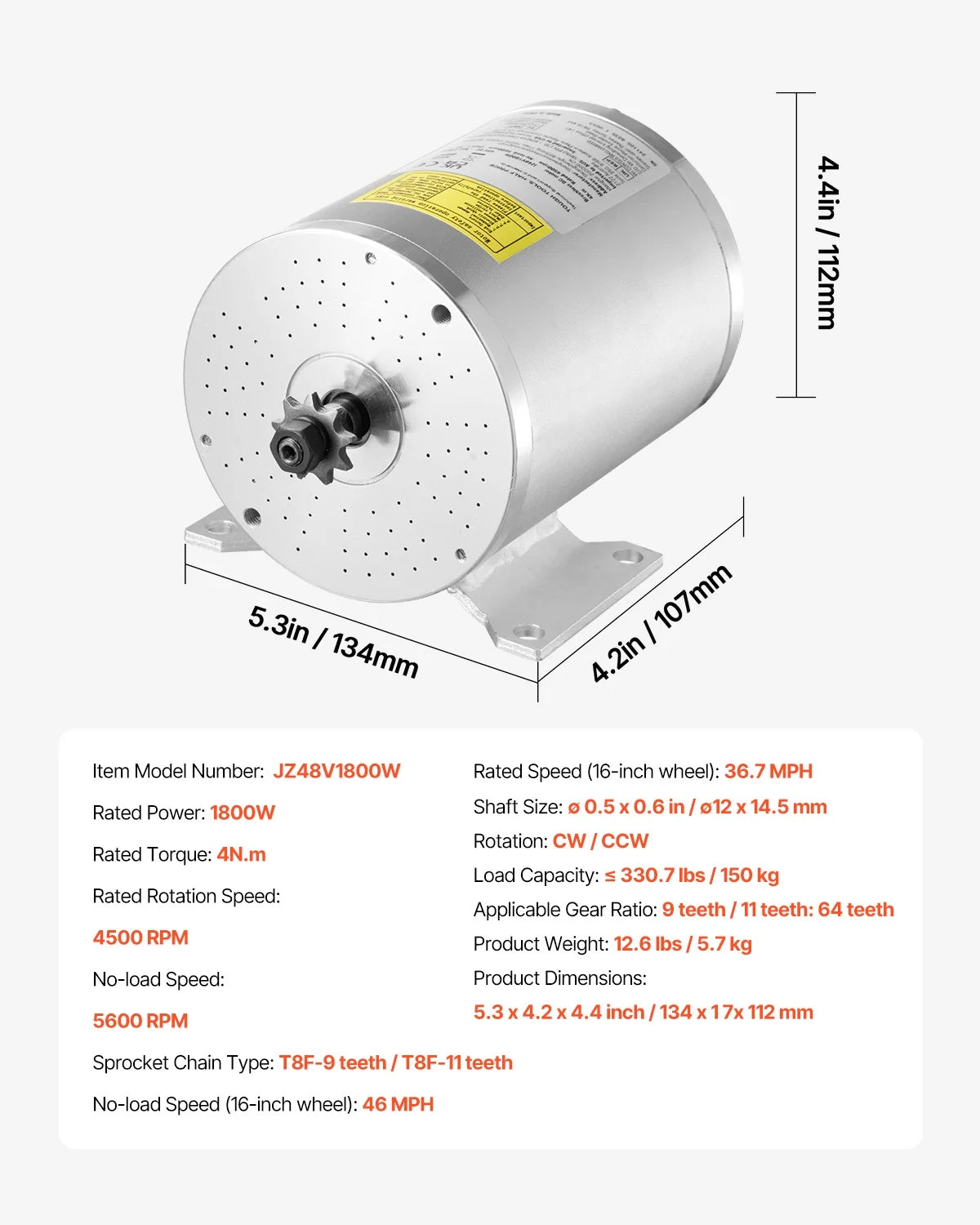 KFFKFF 1800W Electric Brushless DC Motor Set - 48V 4500rpm Motor featuring Enhanced Speed Regulator and Foot Pedal Accelerator Set for Go Karts, E-Bike, Motorcycle, Scooter DIY
