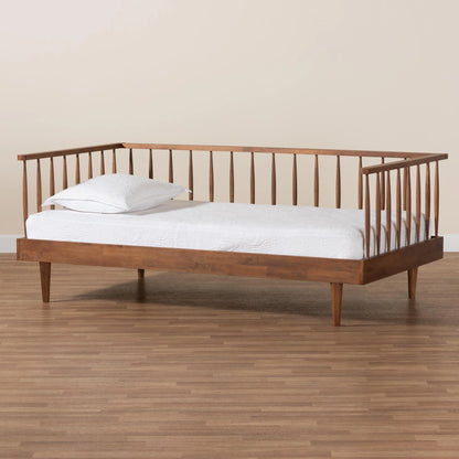 Baxton Studio Matilda Mid-Century Modern Ash Walnut Finished Wood Twin Size Daybed