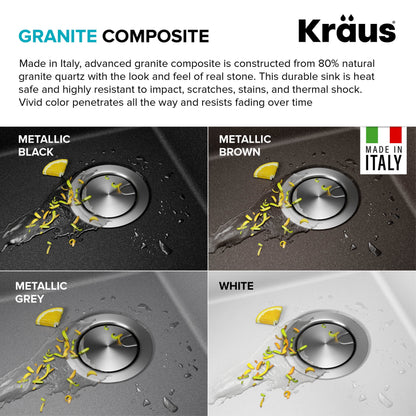 KRAUS Bellucci 18 Granite Composite Workstation Drop-In Top Mount Single Bowl Kitchen Bar Sink in White with Accessories