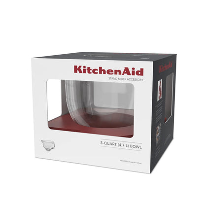 KitchenAid 5 Quart Tilt-Head Glass Bowl with Measurement Markings & Lid, Clear, KSM5GB