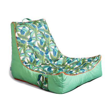 Big Joe Captain's Float No Inflation Needed Pool Lounger with Drink Holder, Tropical Hibiscus Aqua Double Sided Mesh, Quick Draining Fabric, 3 feet