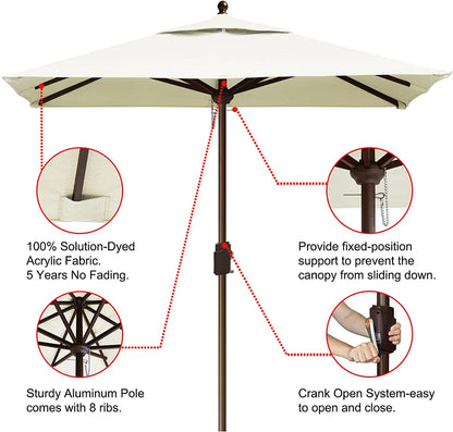 EliteShade Sunumbrella 6x6Ft Square Market Umbrella with Ventilation