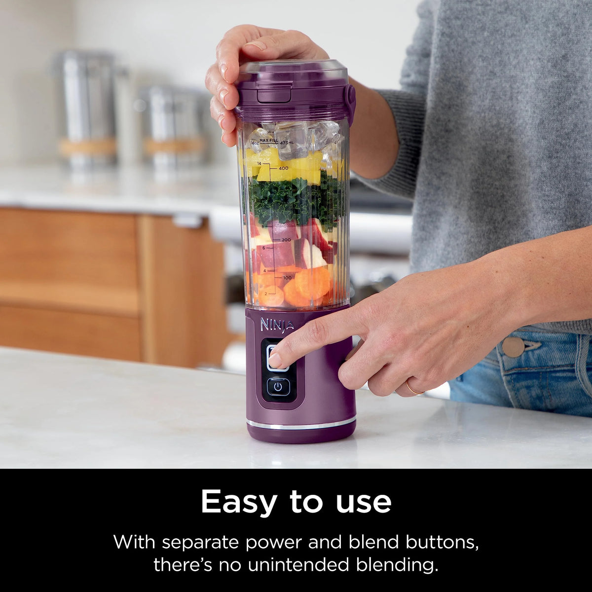 Ninja Blast Portable Blender, Cordless, 18oz. Vessel, Personal Blender for Shakes & Smoothies, BPA Free, Leakproof Lid & Sip Spout, USB-C Rechargeable, Dishwasher Safe Parts, Metallic Purple,