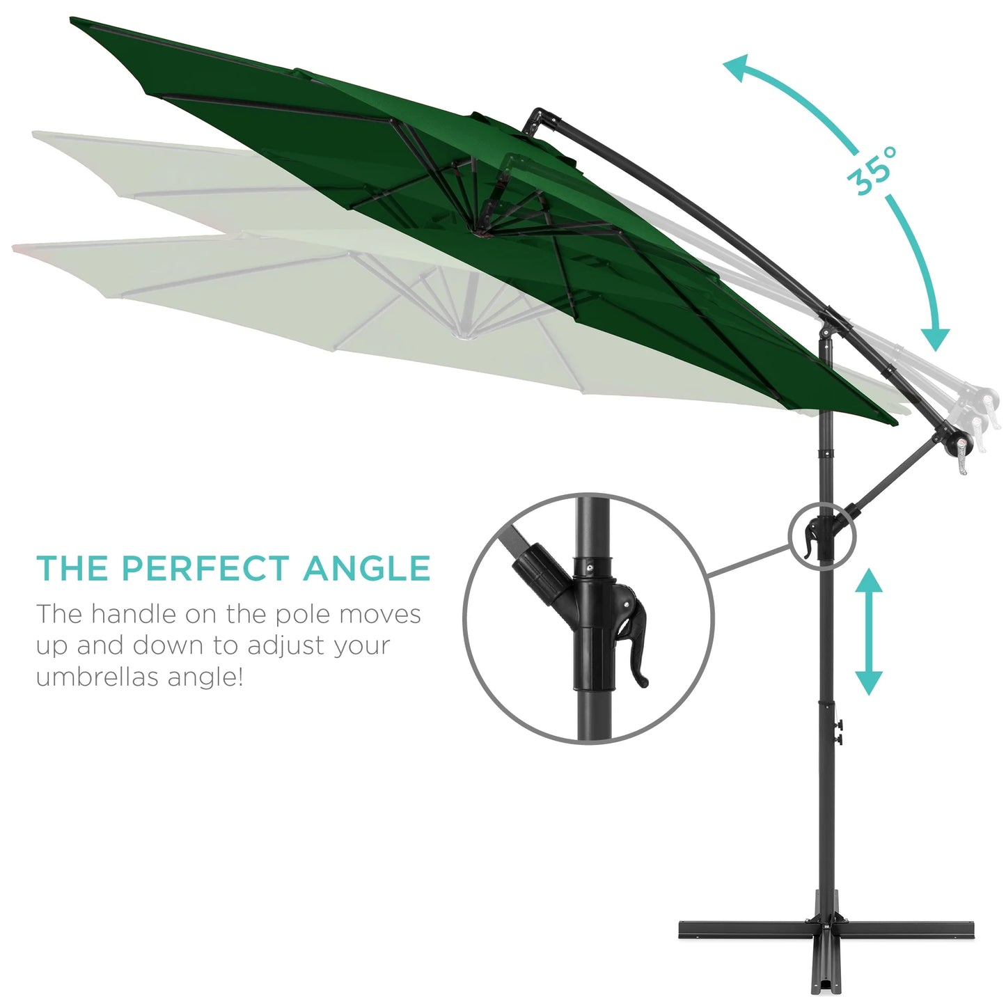 Best Choice Products 10ft Offset Hanging Outdoor Market Patio Umbrella w/ Easy Tilt Adjustment - Tan
