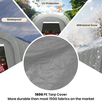COSIEST 10'x20'Heavy Duty Carport ,Portable Outdoor Canopy Garage with Waterproof PE Roof and Steel Frame