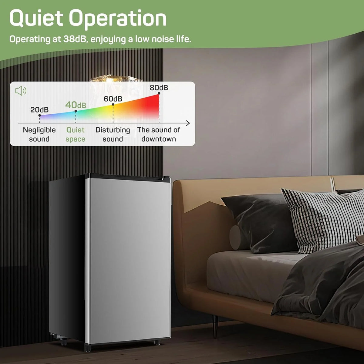 Mini Fridge for Bedroom 3.2 Cu.Ft Small Refrigerator with Freezer for Dorm Office, Compact Single Door Adjustable Thermostat Low Noise,Black