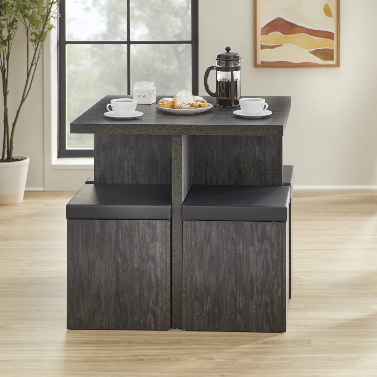 Mainstays 5-Piece Dexter Dining Room/Kitchen Set with Storage Ottoman, Multiple Colors