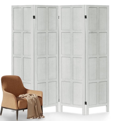 Aletheiawu 4 Panel Room Divider Wall and Folding Privacy Screens��No Installation Required��White