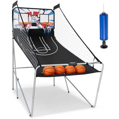 Costway Dual LED Electronic Shot Basketball Arcade Game with 8 Game Modes 4 Balls Foldable Grey