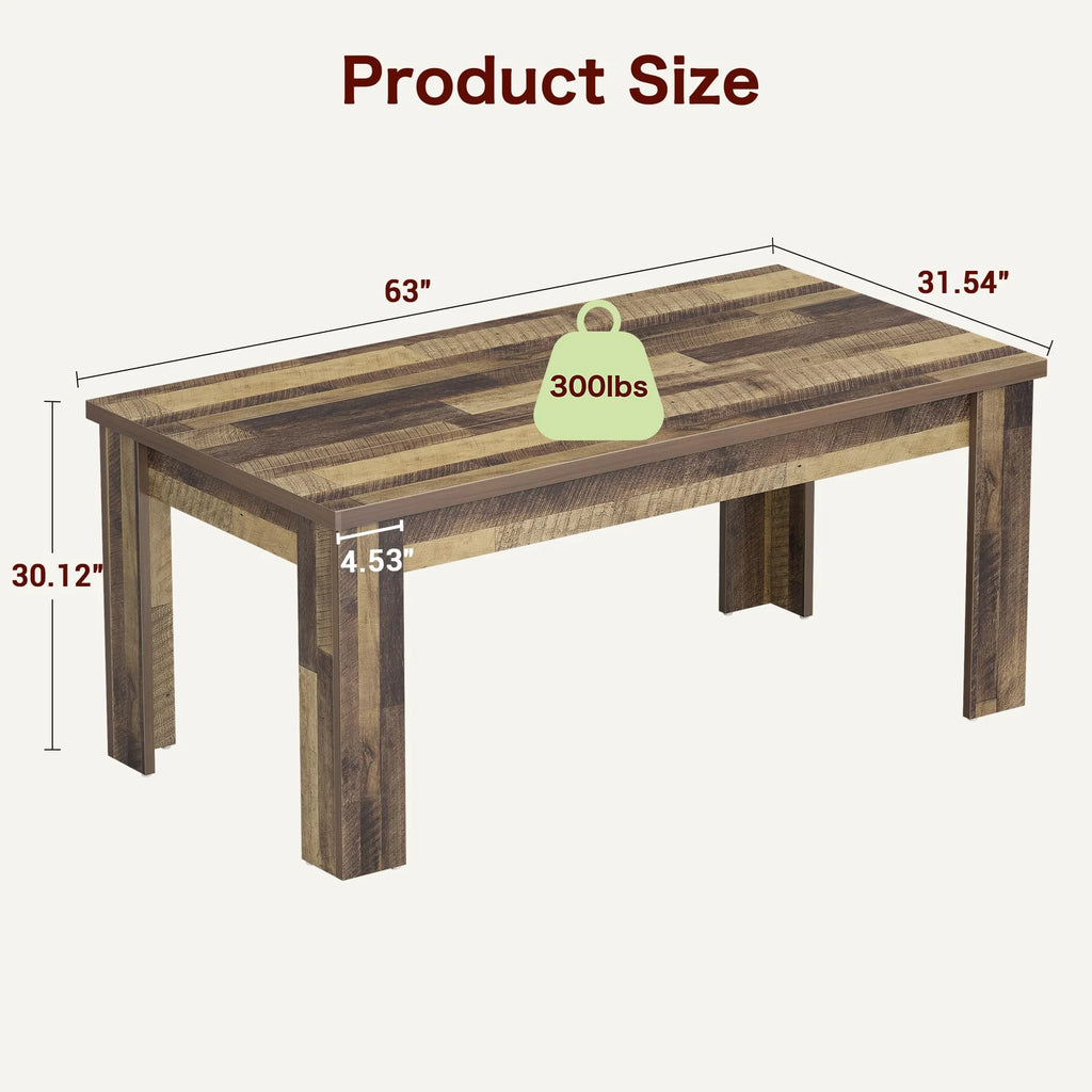 Dining Table for 4-6,63-inch Dining Tables for 4,Farmhouse Kitchen Table with Large Tabletop,Rectangular Dining Room Table,Kitchen Dining Table Dinner Table for Kitchen,Living Room��Only table��
