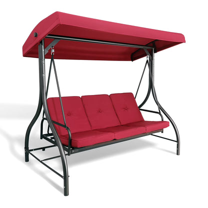 Arlopu 3 Person Porch Swing Outdoor Converting Canopy Swing Glider with Canopy