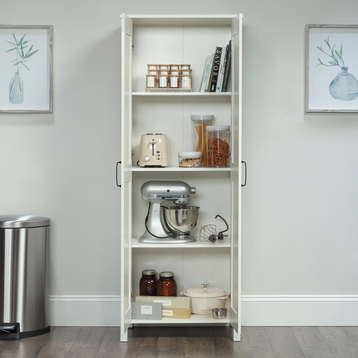 Sauder Two-Door Storage Cabinet, White Finish