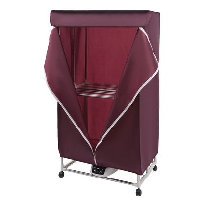 110V Wine Red Clothes Dryer Portable Travel Mini Dryer Machine 1200-1500W Electric Dryer For Homes, Apartments