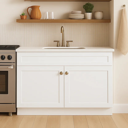 Design House Brookings Solid Wood Ready to Assemble Shaker Sink Base Kitchen Cabinet (48 x 34.5 x 24), White