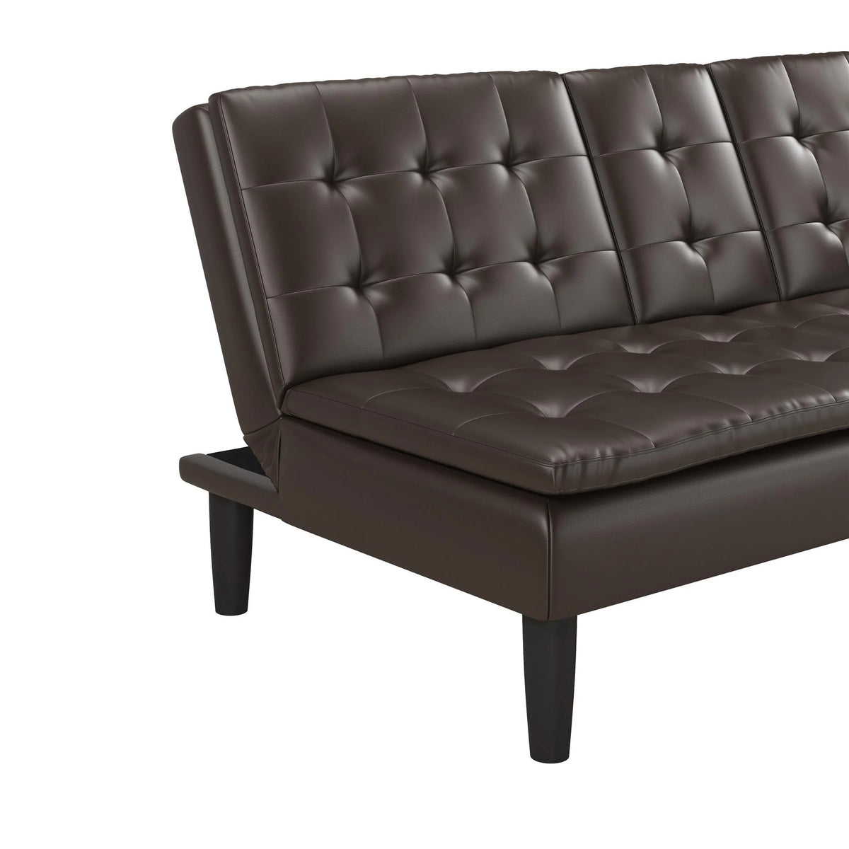 Mainstays Memory Foam 71.5" Futon with Cupholder and USB, Black Faux Leather