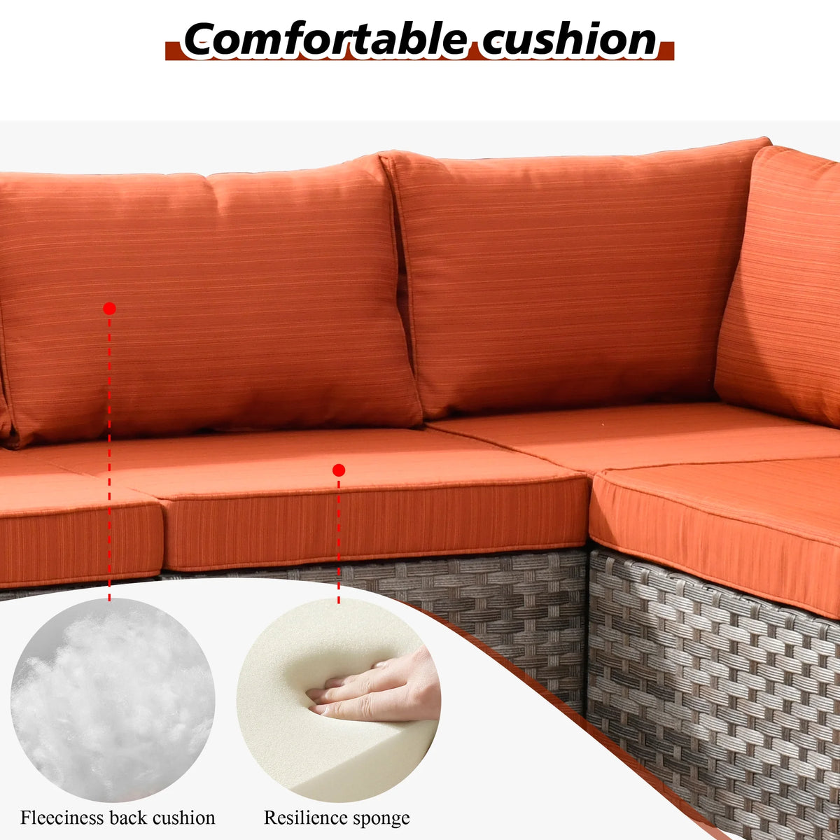 Ovios 12 Pieces Outdoor Furniture All Weather Wicker Patio Conversation Sectional Sofa Set with Side Table for Garden Backyard