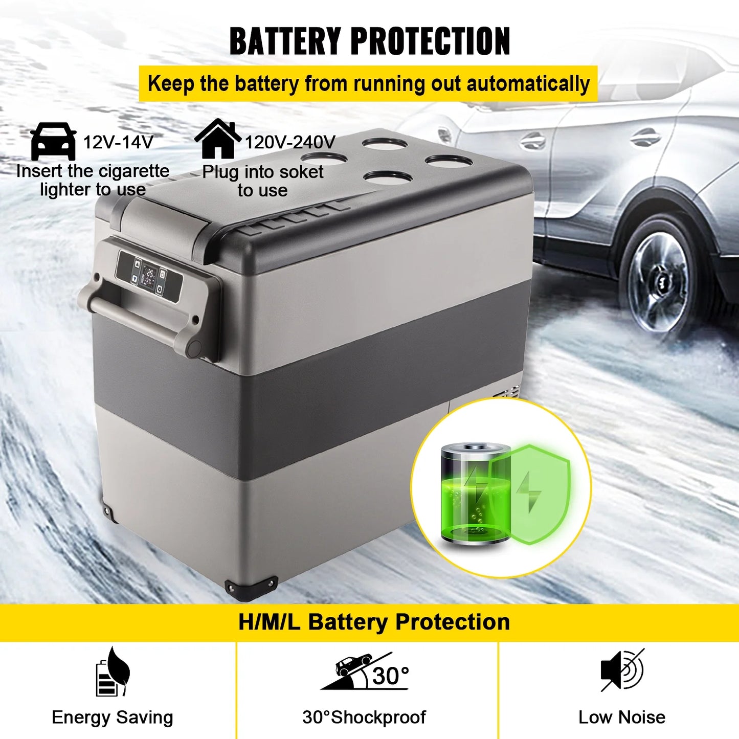 BENTISM 22L Portable Car Refrigerator, 23 Quart RV Fridge, 12/24V DC & 110-240V AC Vehicle Car Truck Boat Mini Electric Cooler for Driving Travel Fishing Outdoor and Home Use
