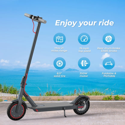 JOYHIS J078 Electric Scooter for Men and Women 8.5" Solid Tire 19mph Power by 350W Motor Max 21 mile Range Folding Commuting E Scooter