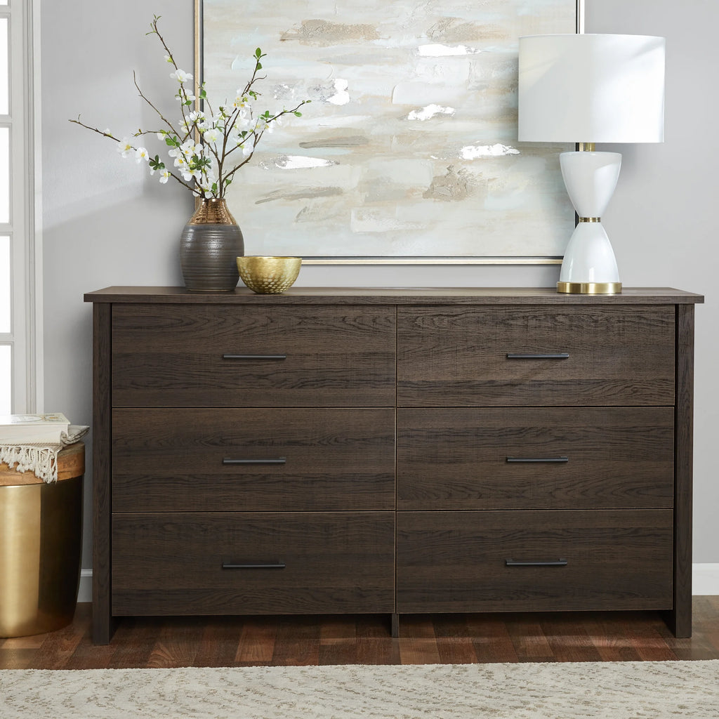 Mainstays Hillside 6-Drawer Dresser, Soft White Finish