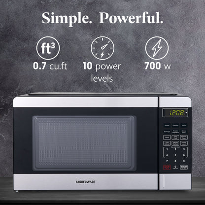 Farberware FMGZ09BKA 0.9 Cu. Ft. Microwave Oven, 900W, Digital Control, LED Display, 6 Cooking Presets, Black