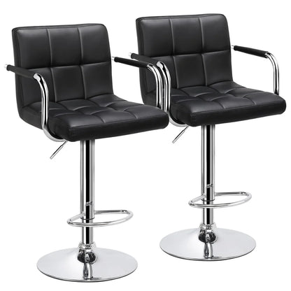 Yaheetech 2pcs PU Leather Adjustable Bar Stools for Dining Room, Black